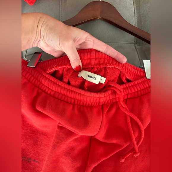 Pangaia Red Organic Cotton Hoodie and Pants Set Size S Oversized Unisex Goji Red - Picture 11 of 17